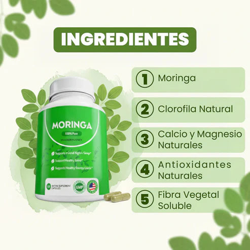 Moringa Cápsulas- superalimento rico en antioxidantes y vitaminas